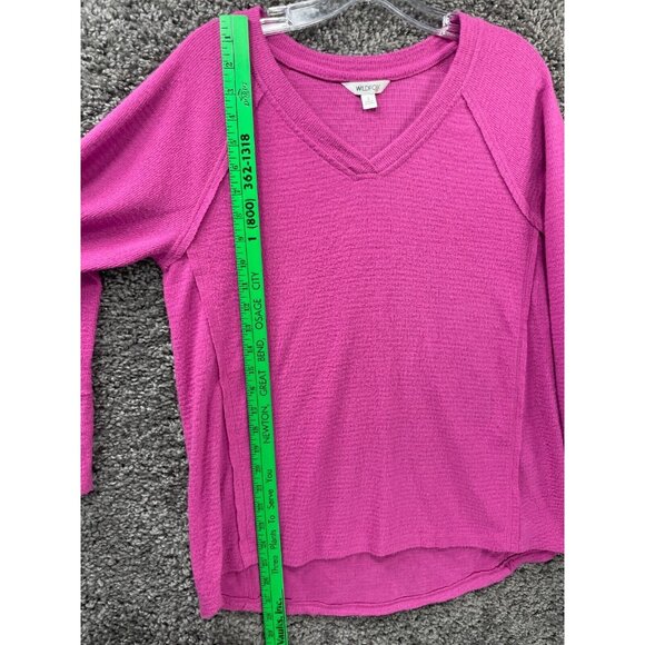 Wildfox Haley Brushed Short Sweater Womens Small Pink Solid V-Neck Raglan SLeeve - Picture 7 of 13